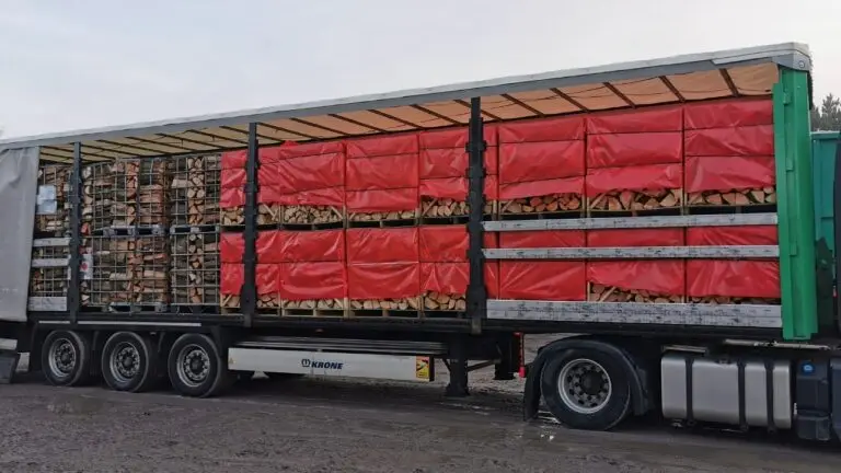 Kistenwagen en kleine pallets met brandhout